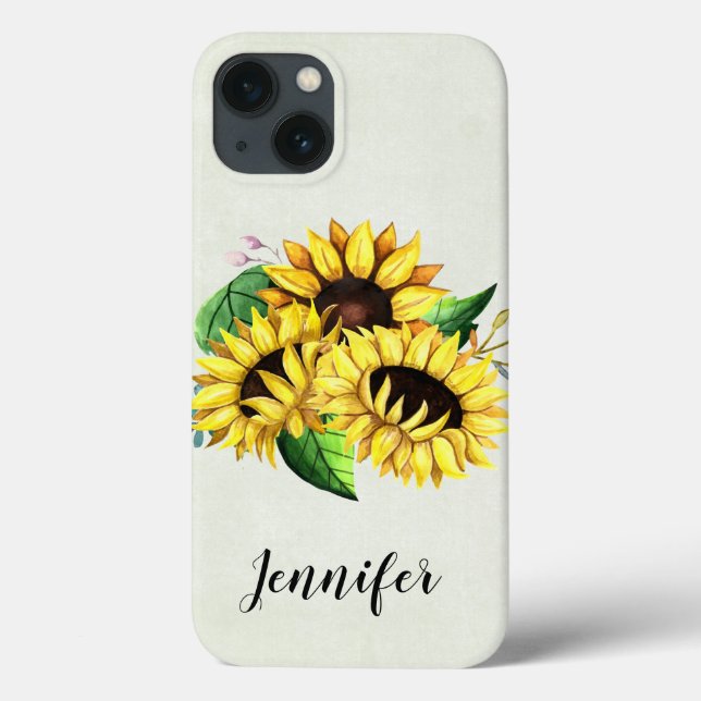 Coques Case-Mate iPhone Bouquet de tournesol jaune en aquarelle (Verso)