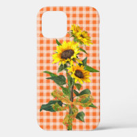Bouquet de tournesol sur Orange En vichy Coque-Mat
