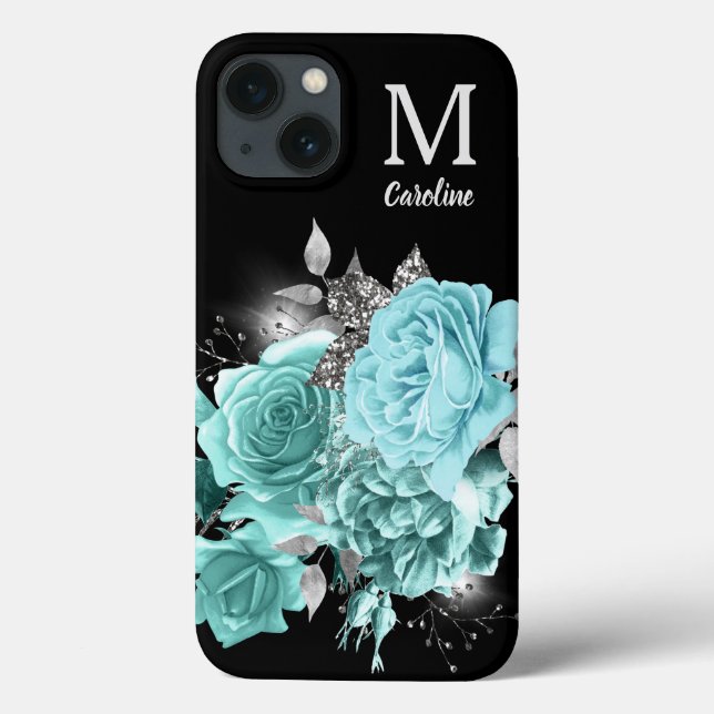 Coques Case-Mate iPhone Bouquet d'étincelle Rose bleu Aqua  (Verso)