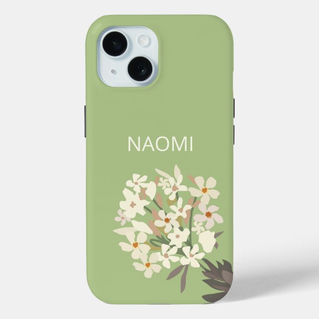 Coques Case-Mate iPhone Bouquet floral blanc Nom personnalisé (Verso)
