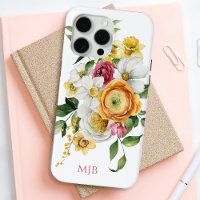 Bouquet floral de printemps brillant avec Monogram