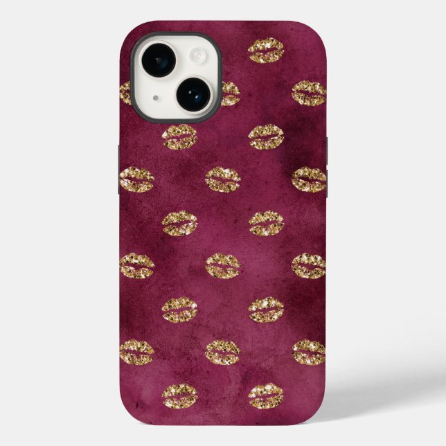 Coques Case-Mate iPhone Bourgogne Gold Parties scintillant Baisers Lièvres (Verso)