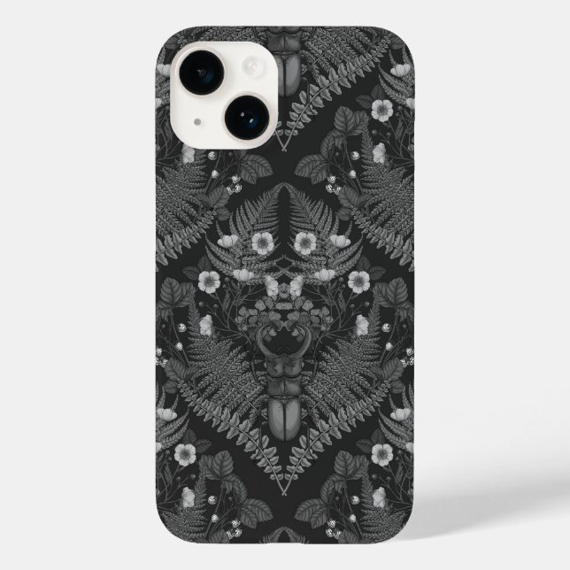 Coques Case-Mate iPhone Bousier et fougères, en noir et blanc (Verso)