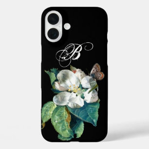COQUES iPhone 16 PLUS BOUTEILLE SUR LA FLEURS BLANCHES, MONOGRAMME FLORA