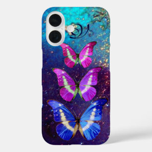 COQUES iPhone 16 BOUTEILLES ROSES BLEU PURPLE EN PARKLES D'OR