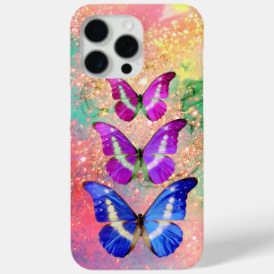 COQUE iPhone 15 PRO MAX BOUTEILLES ROSES BLEU PURPLE EN PARKLES D'OR