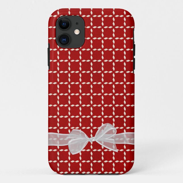 Coques Case-Mate iPhone Bow blanc sur rouge (Dos)
