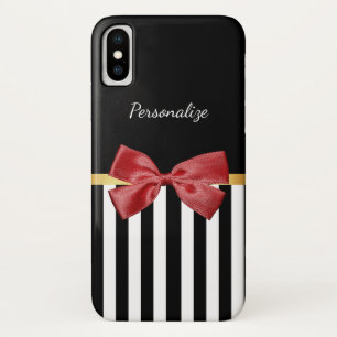 Etui iPhone Case-Mate Bow rouge classique Grandes noires et blanches ave