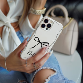 Coque iPhone 15 Pro Bow ruban personnalisé moderne monochrome
