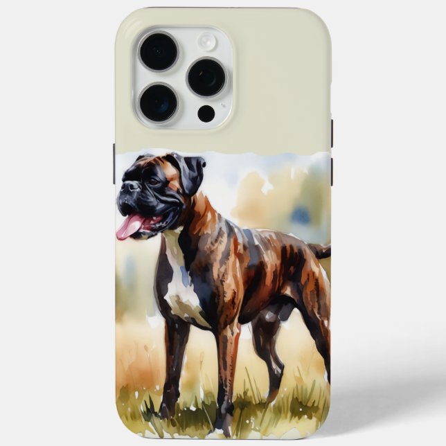 Coques Case-Mate iPhone Boxer Dog à l'aquarelle (Verso)