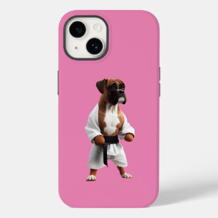 Coque Pour iPhone 14 Boxer Dog Jouer Karate, Boxer Dog Karate Joueur