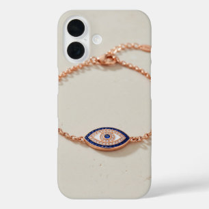 Coques iPhone 16 Bracelet œil maléfique élégant avec pierres précie