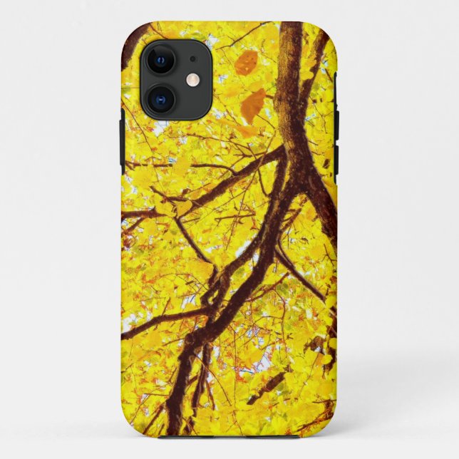 Coques Case-Mate iPhone Branches d'automne - jaune doré (Dos)
