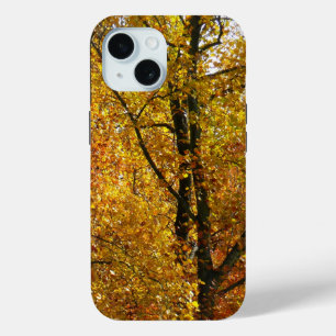 Coque Pour iPhone 15 Branches de Feuilles Jaunes Bright Automne Coloré