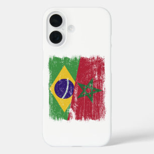 Coques iPhone 16 Brésil Maroc Demi-Drapeau Brésilien Marocain