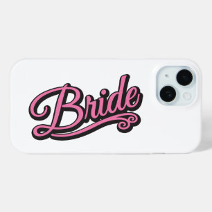 Coque Pour iPhone 15 Bride noir/rose sur blanc