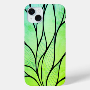 Coque iPhone 15 Mini Bright Green Hues Creative Leave Motif