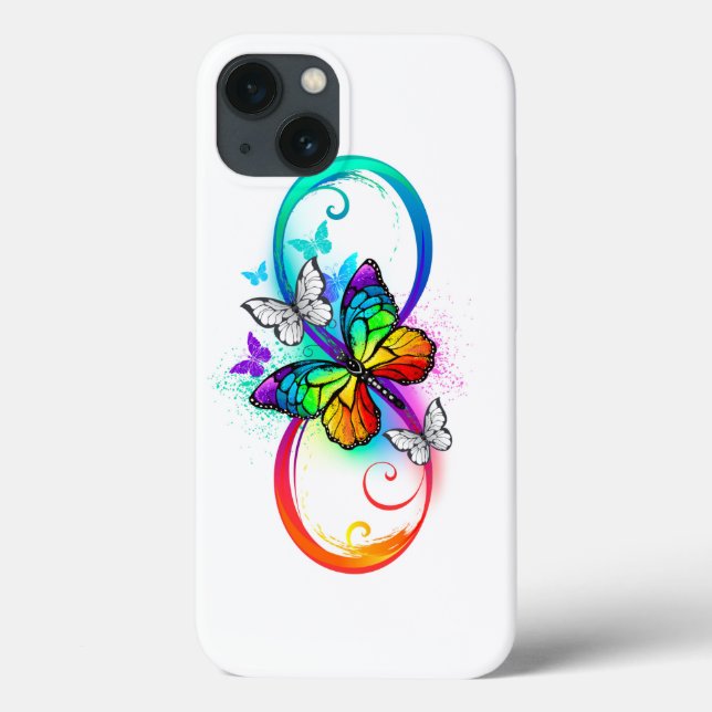 Coques Case-Mate iPhone Bright infinity with rainbow butterfly (Verso)