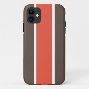 Case-Mate iPhone Case Bright Orange Dark Brown White Racing Stripes