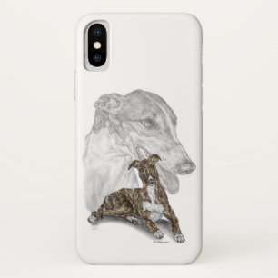 Coque iPhone X Brindle Greyhound Chig Art