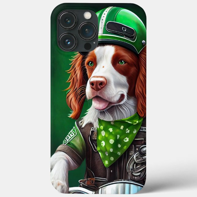 Coques Case-Mate iPhone Brittany Spaniel conduite vélo St. Patrick's Day (Verso)