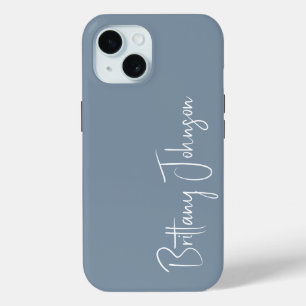 Coque Pour iPhone 15 Broderie Bleu Poussière