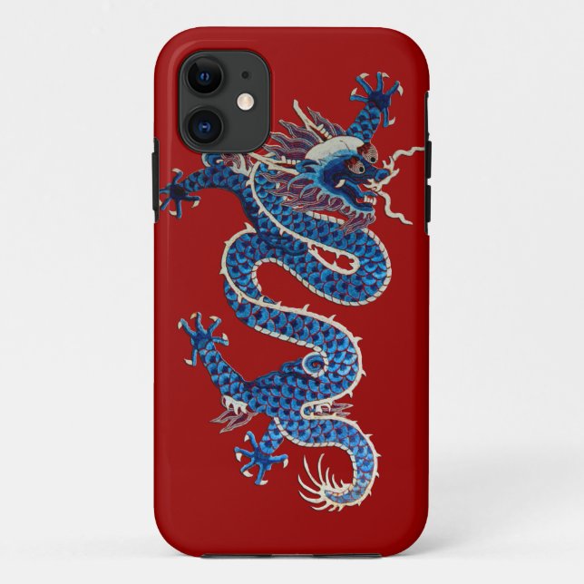 Coques Case-Mate iPhone Broderie orientale bleue de Chinois d'antiquité de (Dos)