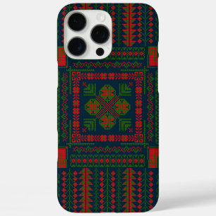 Coques iPhone 16 Pro Max Broderie palestinienne Tatreez rouge vert 5 Motif