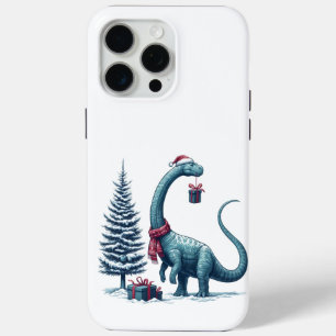 Coque iPhone 15 Pro Max Brontosaurus dinosaure de Noël