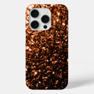 Coque iPhone 15 Pro Bronze brun faux parties scintillant scintillants