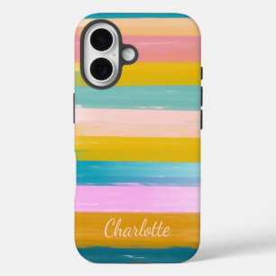 Coques iPhone 16 Brosse rayée Pastel personnalisée