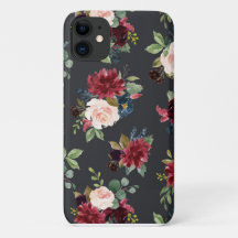 Brousse rose Bourgogne Floral Élégant Joli Coque-M
