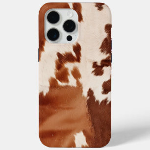 Coque iPhone 15 Pro Max Brown Cream Cowhide Western