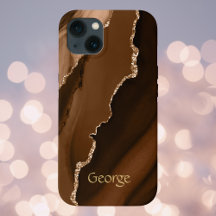 Brown Faux Agate Marled Design avec nom