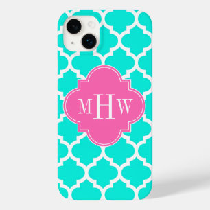 Coques Pour iPhone Brt Aqua Wht Marocain #5 HotPink2 Monogramme Initi