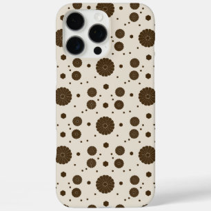 Coques iPhone 16 Pro Max Brun foncé micro floral beige