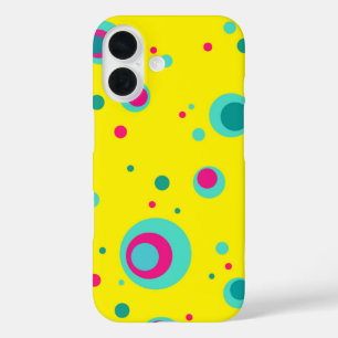 Coques iPhone 16 Bubbles d'été colorés points motif frais Jaune