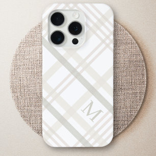 Coque iPhone 15 Pro Buffalo Plaid Classic Élégant Monogramme initial
