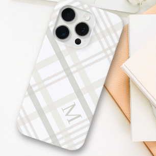 Coque iPhone 15 Pro Buffalo Plaid Classic Élégant Monogramme initial