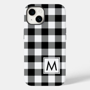 Coque Pour iPhone 14 Buffle noir et blanc plaqué avec Monogramme