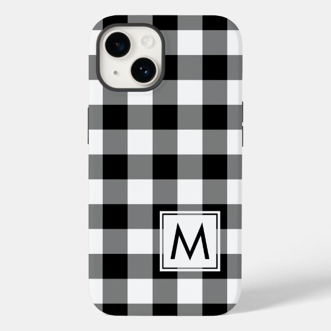 Coques Case-Mate iPhone Buffle noir et blanc plaqué avec Monogramme (Verso)