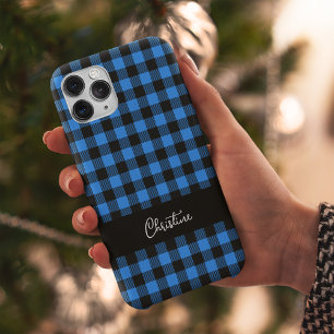 Coque Pour iPhone 14 Buffle noir et bleu plaqué personnalisé