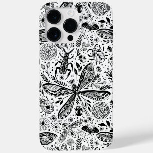 Coque Pour Pour iPhone 14 Pro Max Bugs de Doodle sur bleu foncé