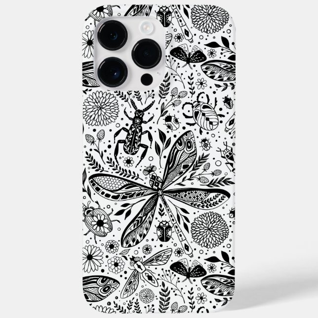 Coques Case-Mate iPhone Bugs de Doodle sur bleu foncé (Verso)