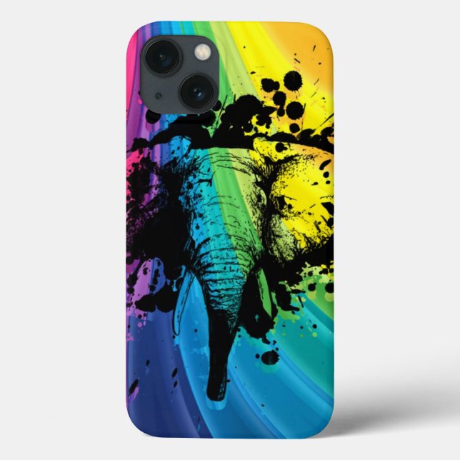 Coques Case-Mate iPhone Bull Elephant sur arc-en-ciel Tourbillonnant (Verso)