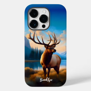 Coque Pour iPhone 14 Pro Bull Elk et Mountain Lake