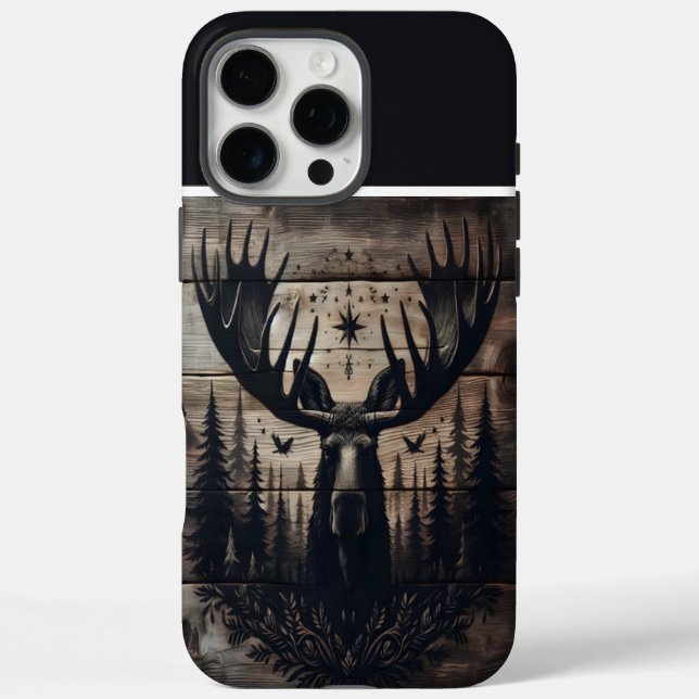 Coques Case-Mate iPhone Bull Moose Wood Art (Verso)
