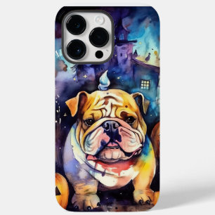 Coque Pour Pour iPhone 14 Pro Max Bulldog Halloween avec citrouilles effrayant