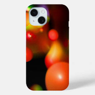 COQUE POUR iPhone 15 BULLES FRACTALES JAUNES ORANGE ROUGE EN NOIR