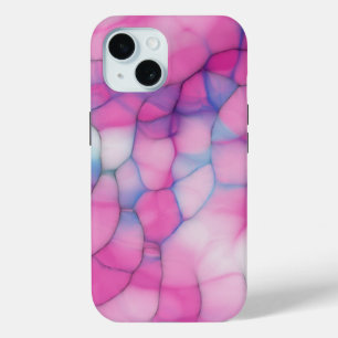 Coque Pour iPhone 15 bulles roses et bleues